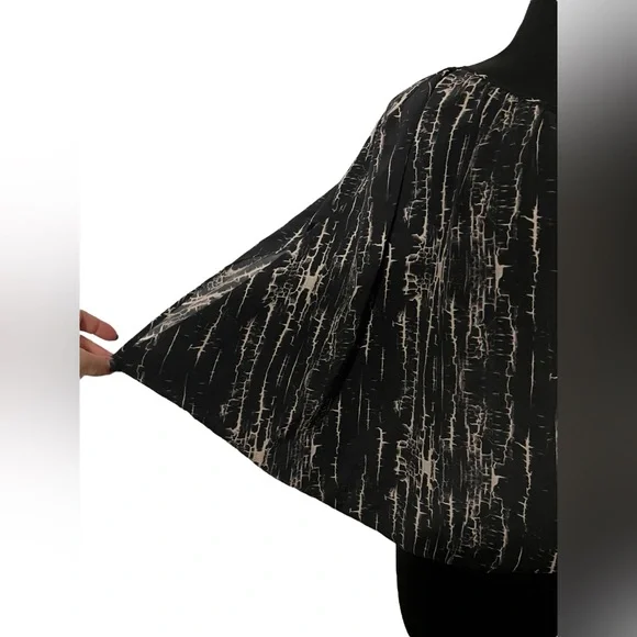 3/$20 💜 PODOLLS Silk Birch Bark Cracked Blouse M Corpgoth Boho Witchy Top - Picture 3 of 5